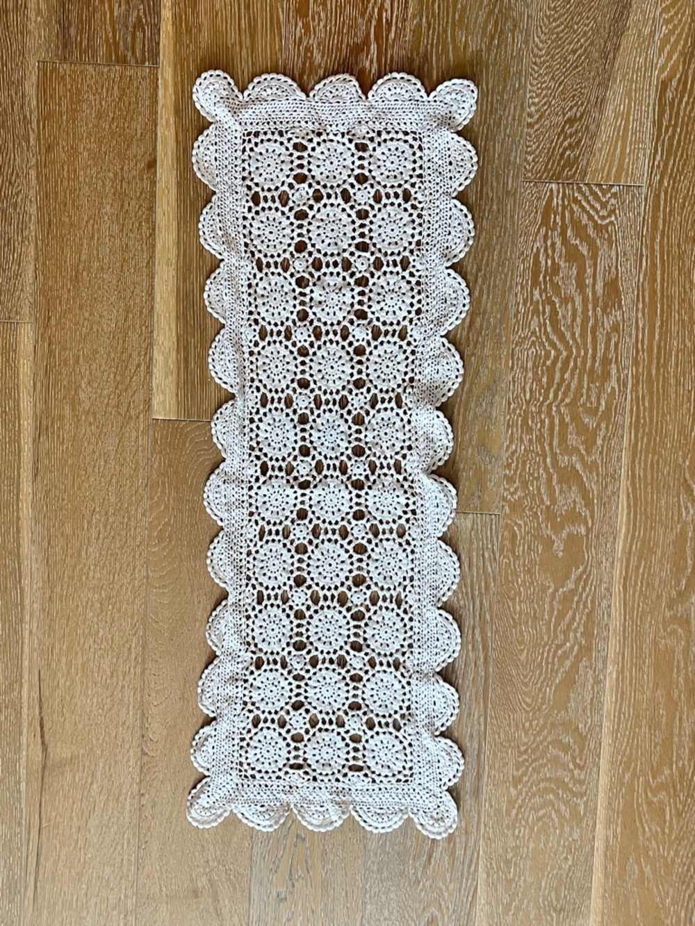 Handmade cream Crochet Table Runner
